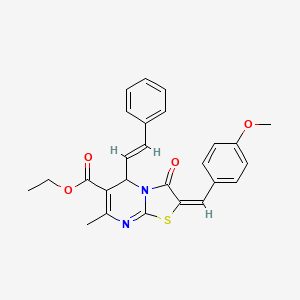 ethyl (2E)-2-(4-methoxybenzylidene)-7-methyl-3-oxo-5-[(E)-2-phenylethenyl]-2,3-dihydro-5H-[1,3]thiazolo[3,2-a]pyrimidine-6-carboxylate