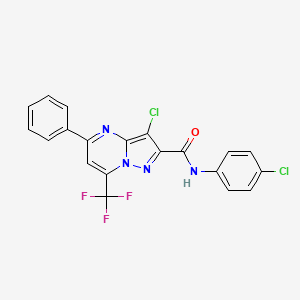 molecular formula C20H11Cl2F3N4O B11689511 3-chloro-N-(4-chlorophenyl)-5-phenyl-7-(trifluoromethyl)pyrazolo[1,5-a]pyrimidine-2-carboxamide 