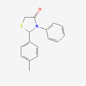 molecular formula C16H15NOS B11689525 2-(4-Methylphenyl)-3-phenyl-1,3-thiazolidin-4-one 