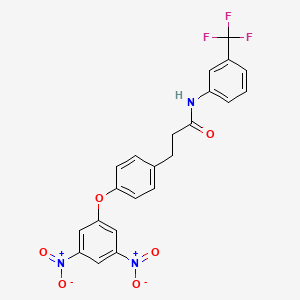 molecular formula C22H16F3N3O6 B11689573 3-[4-(3,5-dinitrophenoxy)phenyl]-N-[3-(trifluoromethyl)phenyl]propanamide 