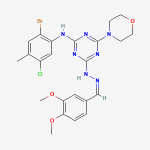 molecular formula C23H25BrClN7O3 B11689590 N-(2-bromo-5-chloro-4-methylphenyl)-4-[(2Z)-2-(3,4-dimethoxybenzylidene)hydrazinyl]-6-(morpholin-4-yl)-1,3,5-triazin-2-amine 