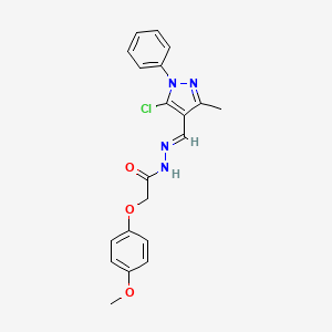 molecular formula C20H19ClN4O3 B11689608 N'-[(E)-(5-chloro-3-methyl-1-phenyl-1H-pyrazol-4-yl)methylidene]-2-(4-methoxyphenoxy)acetohydrazide 