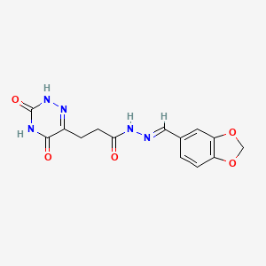 N'-[(E)-1,3-benzodioxol-5-ylmethylidene]-3-(3,5-dihydroxy-1,2,4-triazin-6-yl)propanehydrazide