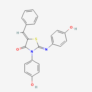 molecular formula C22H16N2O3S B11689640 (2Z,5Z)-5-benzylidene-3-(4-hydroxyphenyl)-2-[(4-hydroxyphenyl)imino]-1,3-thiazolidin-4-one 