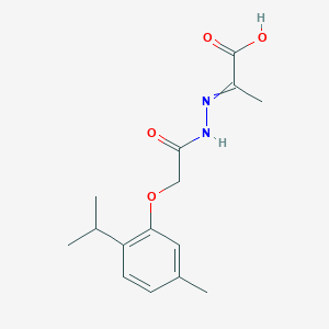 molecular formula C15H20N2O4 B11689667 2-(2-{[5-Methyl-2-(propan-2-yl)phenoxy]acetyl}hydrazinylidene)propanoic acid 