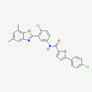 molecular formula C26H18Cl2N2O3 B11689671 N-[4-chloro-3-(5,7-dimethyl-1,3-benzoxazol-2-yl)phenyl]-5-(4-chlorophenyl)furan-2-carboxamide 