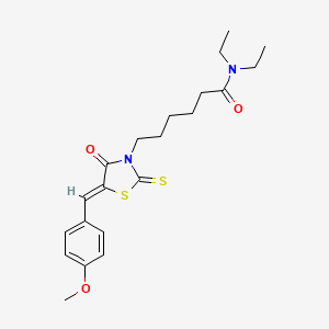 molecular formula C21H28N2O3S2 B11689709 N,N-diethyl-6-[(5Z)-5-(4-methoxybenzylidene)-4-oxo-2-thioxo-1,3-thiazolidin-3-yl]hexanamide 