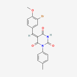 (5E)-5-[(3-bromo-4-methoxyphenyl)methylidene]-1-(4-methylphenyl)-1,3-diazinane-2,4,6-trione