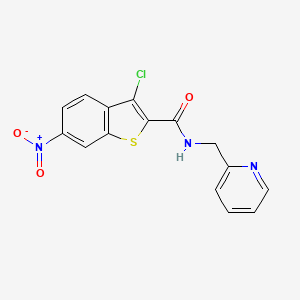 molecular formula C15H10ClN3O3S B11689728 3-chloro-6-nitro-N-(pyridin-2-ylmethyl)-1-benzothiophene-2-carboxamide 