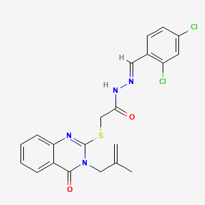 molecular formula C21H18Cl2N4O2S B11689793 N'-[(E)-(2,4-dichlorophenyl)methylidene]-2-{[3-(2-methyl-2-propenyl)-4-oxo-3,4-dihydro-2-quinazolinyl]thio}acetohydrazide 