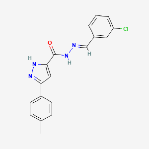 molecular formula C18H15ClN4O B11689809 N'-[(E)-(3-chlorophenyl)methylidene]-3-(4-methylphenyl)-1H-pyrazole-5-carbohydrazide 