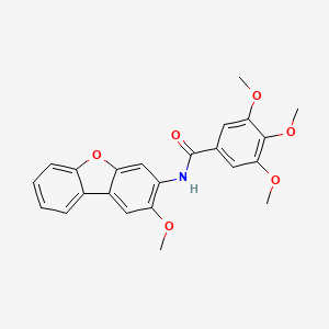 molecular formula C23H21NO6 B11689829 3,4,5-Trimethoxy-N-(2-methoxy-dibenzofuran-3-yl)-benzamide 