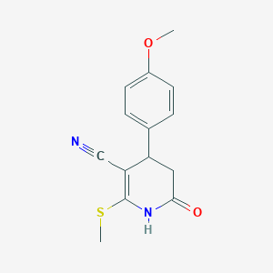 molecular formula C14H14N2O2S B11689832 4-(4-Methoxyphenyl)-2-(methylsulfanyl)-6-oxo-1,4,5,6-tetrahydropyridine-3-carbonitrile 