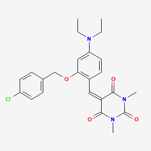 molecular formula C24H26ClN3O4 B11689852 5-({2-[(4-Chlorophenyl)methoxy]-4-(diethylamino)phenyl}methylidene)-1,3-dimethyl-1,3-diazinane-2,4,6-trione 