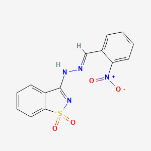 molecular formula C14H10N4O4S B11689859 2-Nitrobenzaldehyde (1,1-dioxido-1,2-benzisothiazol-3-yl)hydrazone 