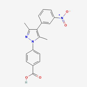 molecular formula C18H15N3O4 B11689889 4-[3,5-dimethyl-4-(3-nitrophenyl)-1H-pyrazol-1-yl]benzoic acid 