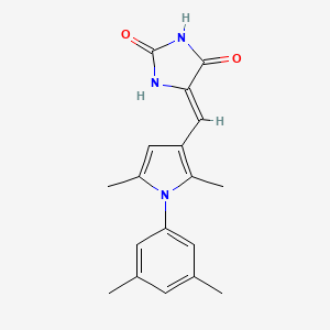 molecular formula C18H19N3O2 B11689949 (5Z)-5-{[1-(3,5-dimethylphenyl)-2,5-dimethyl-1H-pyrrol-3-yl]methylidene}imidazolidine-2,4-dione 