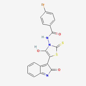 4-bromo-N-[(5Z)-4-oxo-5-(2-oxo-1,2-dihydro-3H-indol-3-ylidene)-2-thioxo-1,3-thiazolidin-3-yl]benzamide