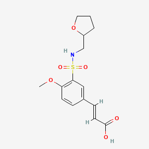 molecular formula C15H19NO6S B11690009 (2E)-3-{4-methoxy-3-[(tetrahydrofuran-2-ylmethyl)sulfamoyl]phenyl}prop-2-enoic acid 