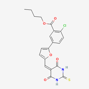 butyl 2-chloro-5-{5-[(4,6-dioxo-2-thioxotetrahydropyrimidin-5(2H)-ylidene)methyl]furan-2-yl}benzoate