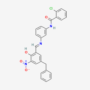 N-(3-{[(E)-(5-benzyl-2-hydroxy-3-nitrophenyl)methylidene]amino}phenyl)-2-chlorobenzamide