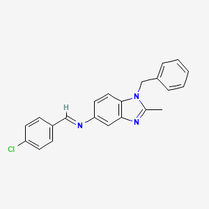 molecular formula C22H18ClN3 B11690081 1-benzyl-N-[(E)-(4-chlorophenyl)methylidene]-2-methyl-1H-benzimidazol-5-amine 