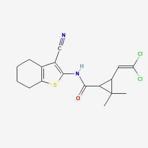 molecular formula C17H18Cl2N2OS B11690102 N-(3-cyano-4,5,6,7-tetrahydro-1-benzothiophen-2-yl)-3-(2,2-dichloroethenyl)-2,2-dimethylcyclopropane-1-carboxamide 