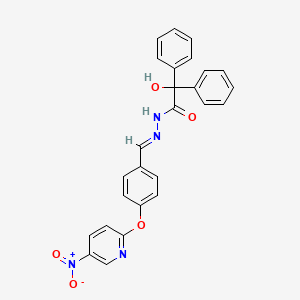 molecular formula C26H20N4O5 B11690120 2-hydroxy-N'-[(E)-{4-[(5-nitropyridin-2-yl)oxy]phenyl}methylidene]-2,2-diphenylacetohydrazide 