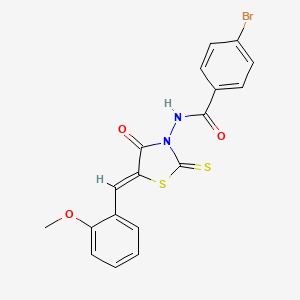 molecular formula C18H13BrN2O3S2 B11690160 4-bromo-N-[(5Z)-5-(2-methoxybenzylidene)-4-oxo-2-thioxo-1,3-thiazolidin-3-yl]benzamide 