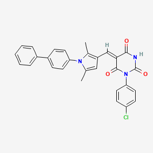 (5Z)-5-{[1-(biphenyl-4-yl)-2,5-dimethyl-1H-pyrrol-3-yl]methylidene}-3-(4-chlorophenyl)-6-hydroxypyrimidine-2,4(3H,5H)-dione