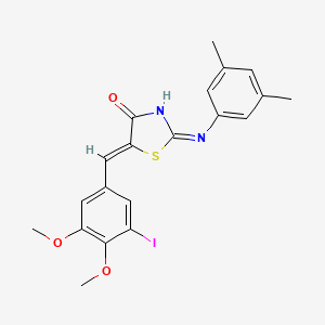 molecular formula C20H19IN2O3S B11690182 (2E,5Z)-2-[(3,5-dimethylphenyl)imino]-5-(3-iodo-4,5-dimethoxybenzylidene)-1,3-thiazolidin-4-one 