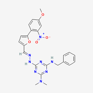 N'-benzyl-6-[(2E)-2-{[5-(4-methoxy-2-nitrophenyl)furan-2-yl]methylidene}hydrazinyl]-N,N-dimethyl-1,3,5-triazine-2,4-diamine