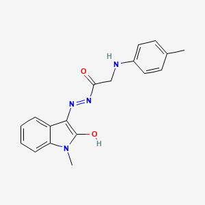 molecular formula C18H18N4O2 B11690258 N'-[(3E)-1-methyl-2-oxo-1,2-dihydro-3H-indol-3-ylidene]-2-[(4-methylphenyl)amino]acetohydrazide (non-preferred name) 