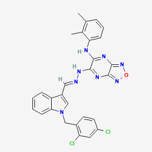 molecular formula C28H22Cl2N8O B11690269 6-[(2E)-2-{[1-(2,4-dichlorobenzyl)-1H-indol-3-yl]methylidene}hydrazinyl]-N-(2,3-dimethylphenyl)[1,2,5]oxadiazolo[3,4-b]pyrazin-5-amine 