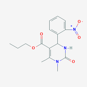 molecular formula C16H19N3O5 B11690282 Propyl 1,6-dimethyl-4-(2-nitrophenyl)-2-oxo-1,2,3,4-tetrahydropyrimidine-5-carboxylate 