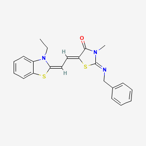 molecular formula C22H21N3OS2 B11690293 (2Z,5Z)-2-(benzylimino)-5-[(2E)-2-(3-ethyl-1,3-benzothiazol-2(3H)-ylidene)ethylidene]-3-methyl-1,3-thiazolidin-4-one 