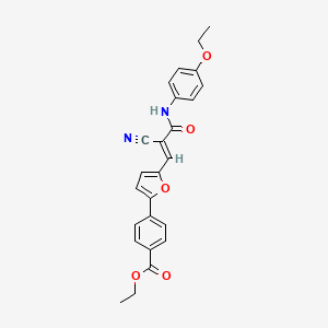 molecular formula C25H22N2O5 B11690298 (E)-ethyl 4-(5-(2-cyano-3-((4-ethoxyphenyl)amino)-3-oxoprop-1-en-1-yl)furan-2-yl)benzoate 