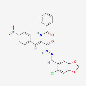 N-{(1Z)-3-{(2E)-2-[(6-chloro-1,3-benzodioxol-5-yl)methylidene]hydrazinyl}-1-[4-(dimethylamino)phenyl]-3-oxoprop-1-en-2-yl}benzamide