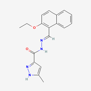 molecular formula C18H18N4O2 B11690333 N'-[(E)-(2-ethoxynaphthalen-1-yl)methylidene]-3-methyl-1H-pyrazole-5-carbohydrazide 