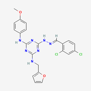 6-[(2E)-2-(2,4-dichlorobenzylidene)hydrazinyl]-N-(furan-2-ylmethyl)-N'-(4-methoxyphenyl)-1,3,5-triazine-2,4-diamine