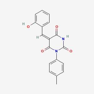 (5E)-5-(2-hydroxybenzylidene)-1-(4-methylphenyl)pyrimidine-2,4,6(1H,3H,5H)-trione