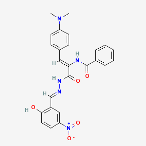 N-{(1Z)-1-[4-(dimethylamino)phenyl]-3-[(2E)-2-(2-hydroxy-5-nitrobenzylidene)hydrazinyl]-3-oxoprop-1-en-2-yl}benzamide