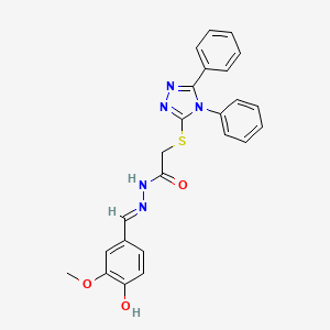 2-[(4,5-diphenyl-4H-1,2,4-triazol-3-yl)sulfanyl]-N'-[(E)-(4-hydroxy-3-methoxyphenyl)methylidene]acetohydrazide