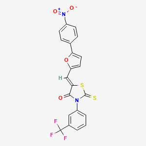 (5Z)-5-{[5-(4-Nitrophenyl)furan-2-YL]methylidene}-2-sulfanylidene-3-[3-(trifluoromethyl)phenyl]-1,3-thiazolidin-4-one