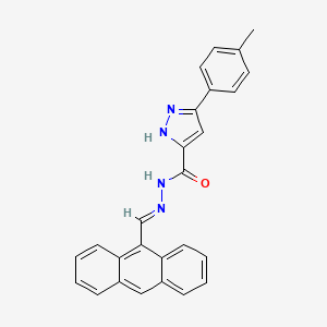 molecular formula C26H20N4O B11690468 N'-[(E)-9-anthrylmethylidene]-3-(4-methylphenyl)-1H-pyrazole-5-carbohydrazide 