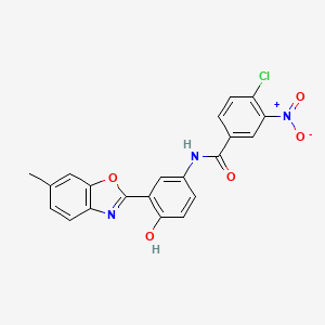 molecular formula C21H14ClN3O5 B11690474 4-chloro-N-[4-hydroxy-3-(6-methyl-1,3-benzoxazol-2-yl)phenyl]-3-nitrobenzamide 