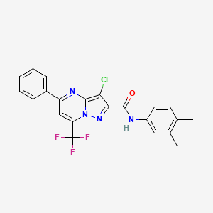 3-chloro-N-(3,4-dimethylphenyl)-5-phenyl-7-(trifluoromethyl)pyrazolo[1,5-a]pyrimidine-2-carboxamide