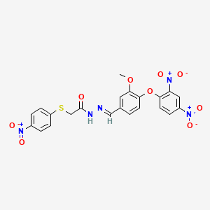 N'-[(E)-[4-(2,4-Dinitrophenoxy)-3-methoxyphenyl]methylidene]-2-[(4-nitrophenyl)sulfanyl]acetohydrazide