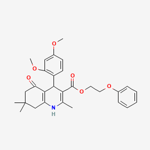 molecular formula C29H33NO6 B11690524 2-Phenoxyethyl 4-(2,4-dimethoxyphenyl)-2,7,7-trimethyl-5-oxo-1,4,5,6,7,8-hexahydroquinoline-3-carboxylate 