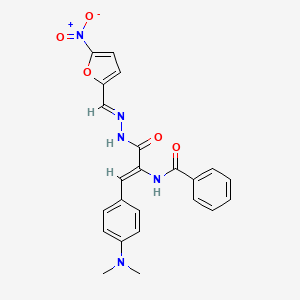 N-[(1Z)-1-[4-(dimethylamino)phenyl]-3-{(2E)-2-[(5-nitrofuran-2-yl)methylidene]hydrazinyl}-3-oxoprop-1-en-2-yl]benzamide